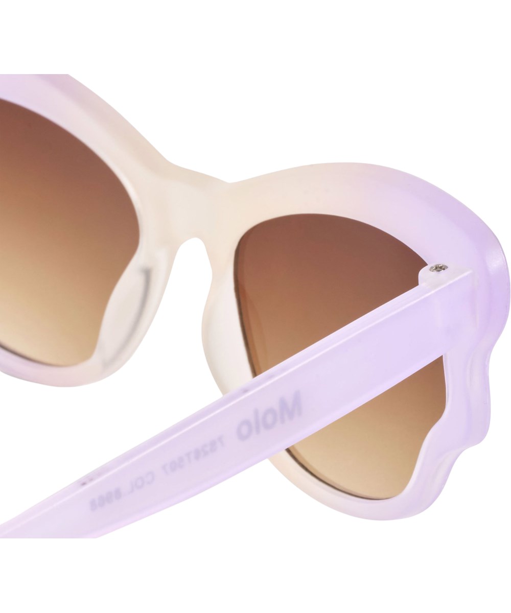 Summer - Pastel Lilac - Butterfly-shaped sunglasses for children in purple and peach with UV protection.