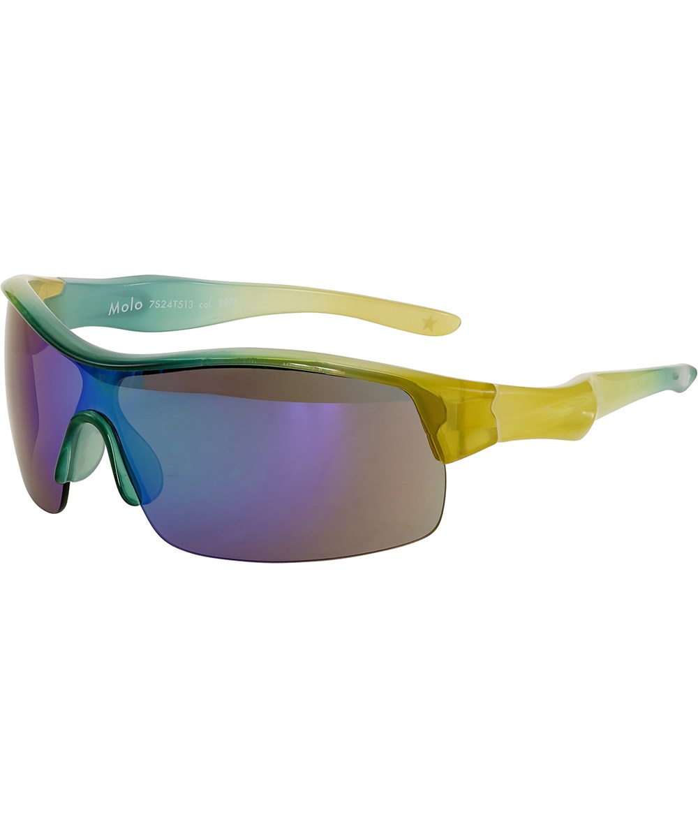 Surf - Pond Green - Sporty yellow and green sunglasses with mirrored lenses