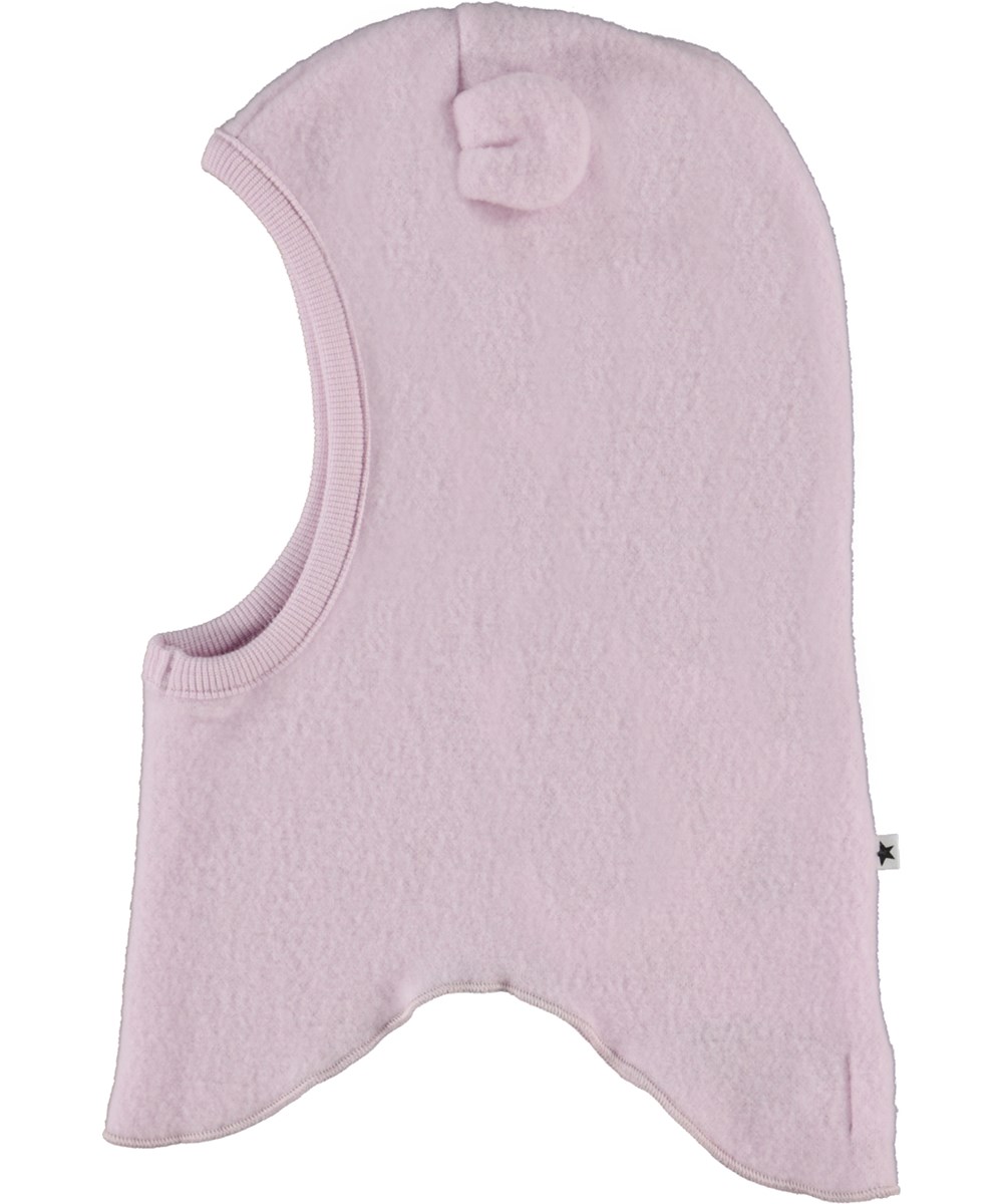 Urso - Alpine Glow - Purple balaclava with small ears in 100% merino wool