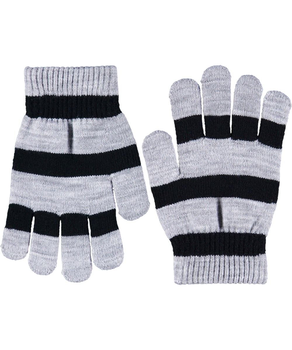 Kei - Dark Cocoa - 2er-Pack gestrickte Handschuhe in Grau, Schwarz und Grautönen für Kinder.
