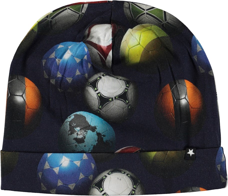Nico - Footballs Blue - Öko-Mütze mit Fußballaufdruck