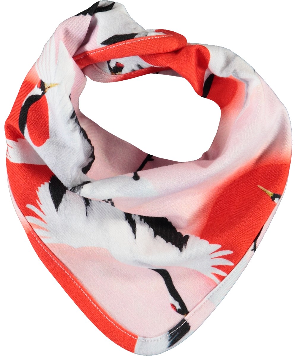 Nishi - Sunrise Cranes - Rosa Lätzchen mit Vogel-Druck