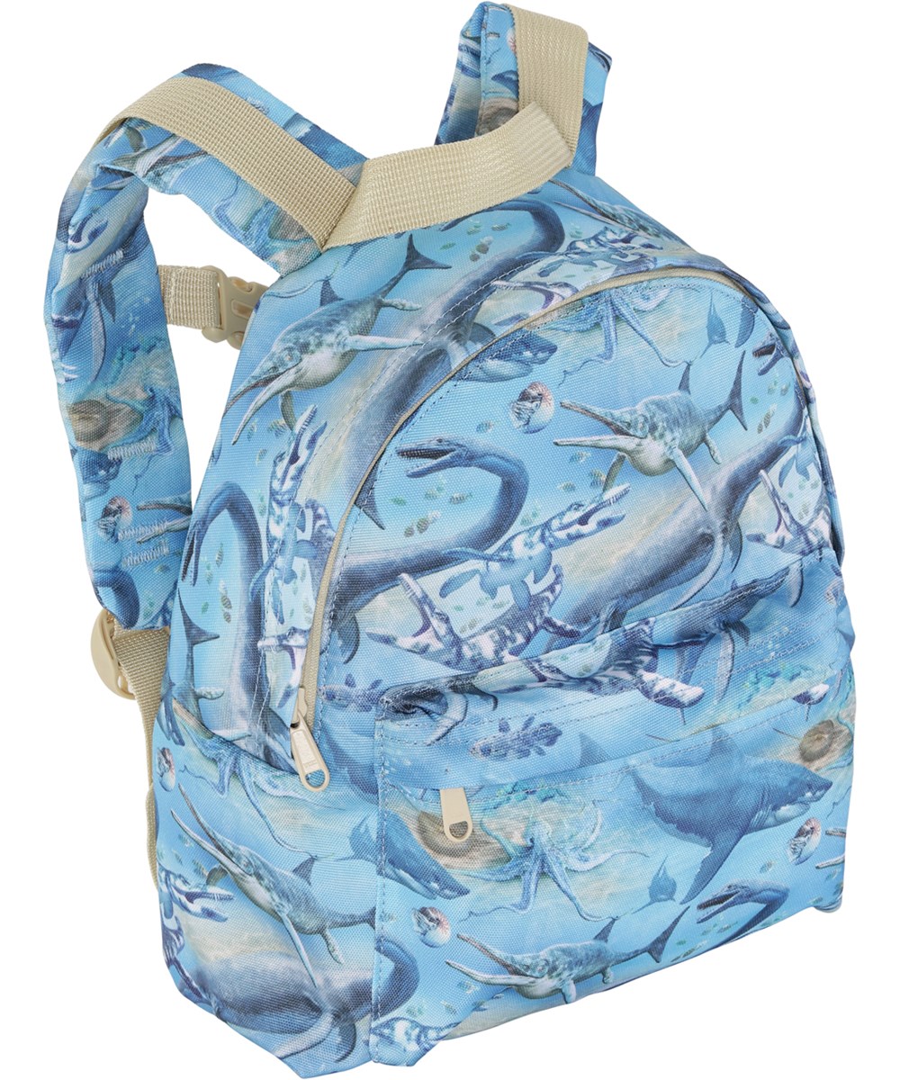 Backpack - Ancient Seas - Little blue backpack with sea dinosaur print