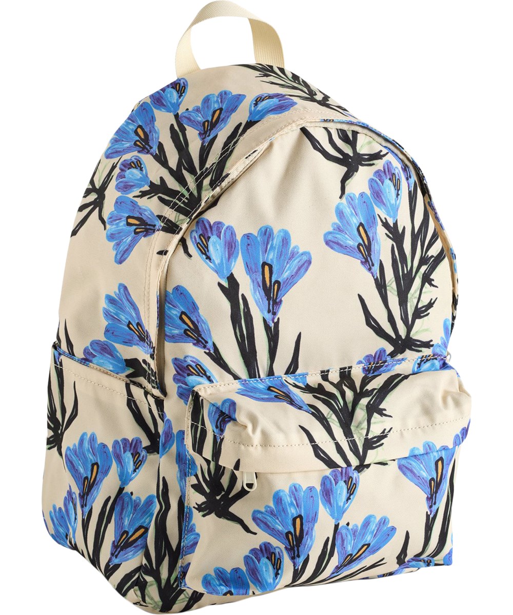 Backpack Mio - Painted Crocus - Cream-coloured backpack for children with a floral print 