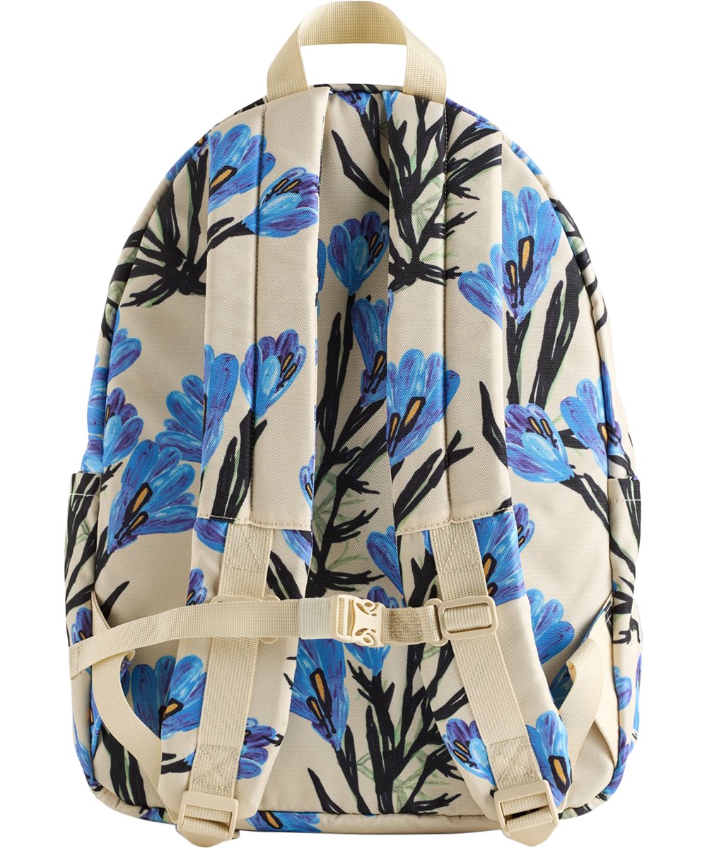 Backpack Mio - Painted Crocus - Cream-coloured backpack for children with a floral print 