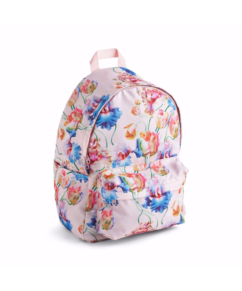 Backpack Mio - Tulip Pink - Pink school backpack with floral print for children.