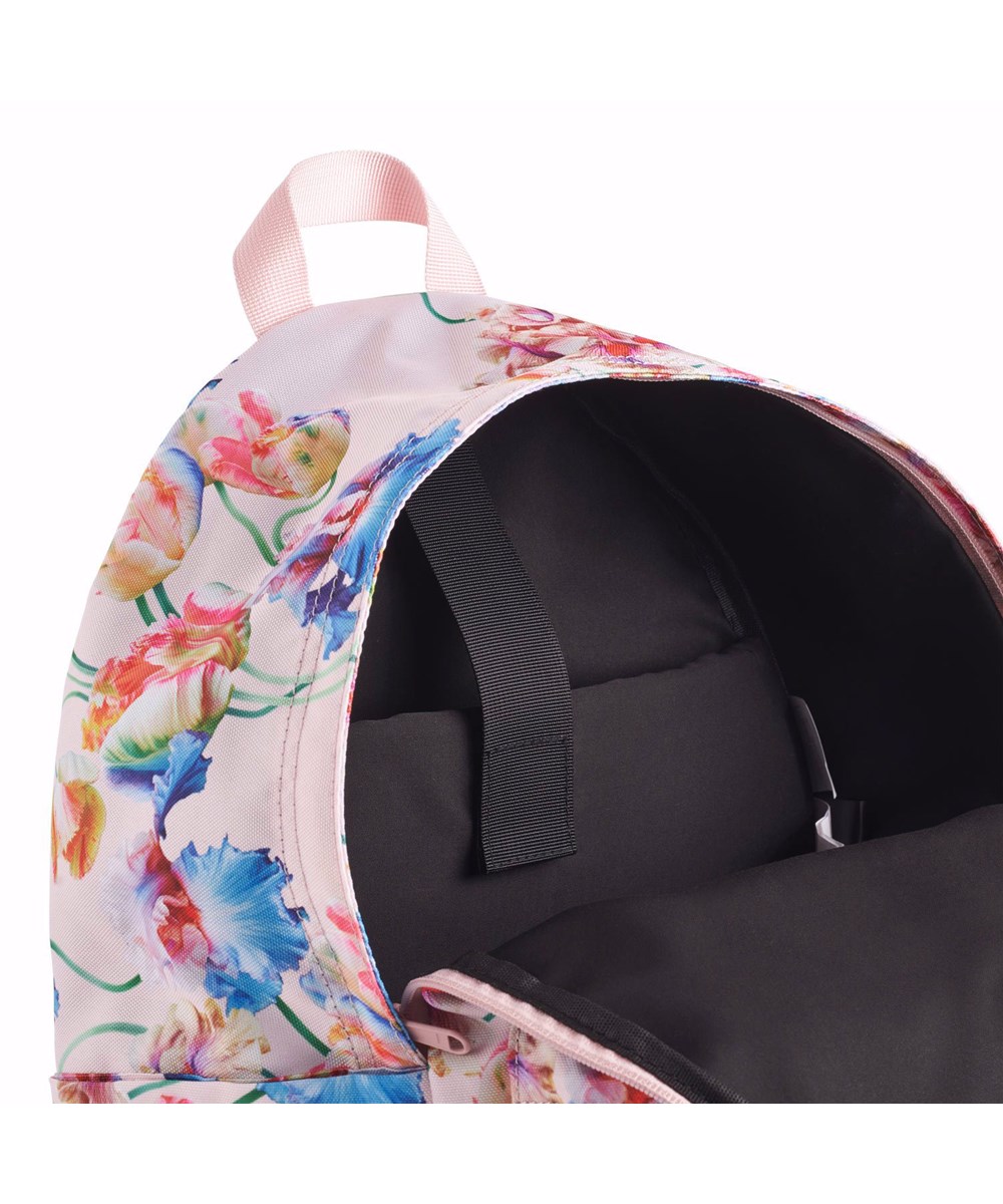Backpack Mio - Tulip Pink - Pink school backpack with floral print for children.