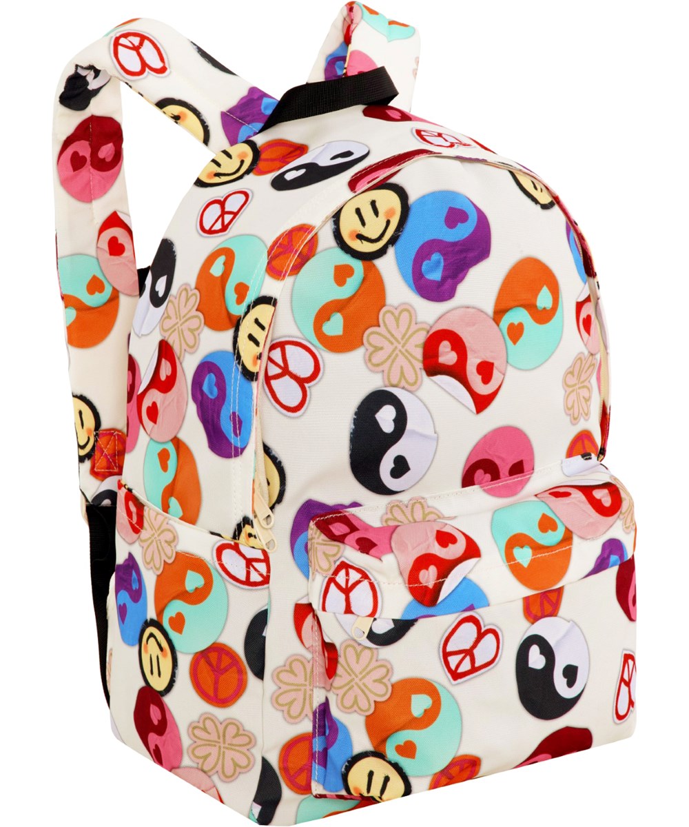 Backpack Mio - Yin Yang - Beige backpack with multi-coloured, all over yin/yang print.