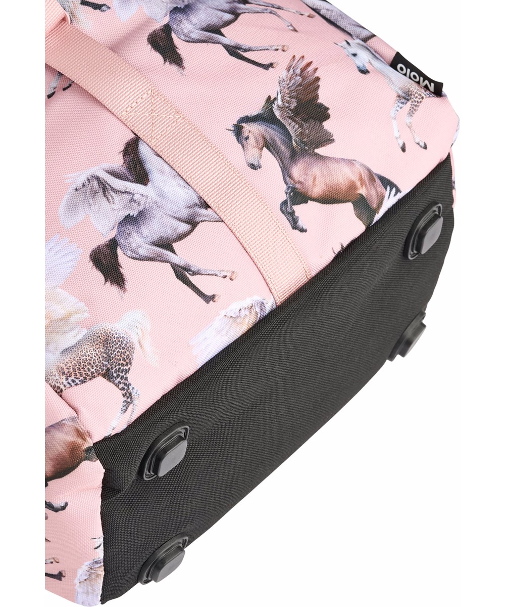 Backpack School - Pegasus - Pink schoolbag with print of flying pegasi in durable polyester with water-repellent surface
