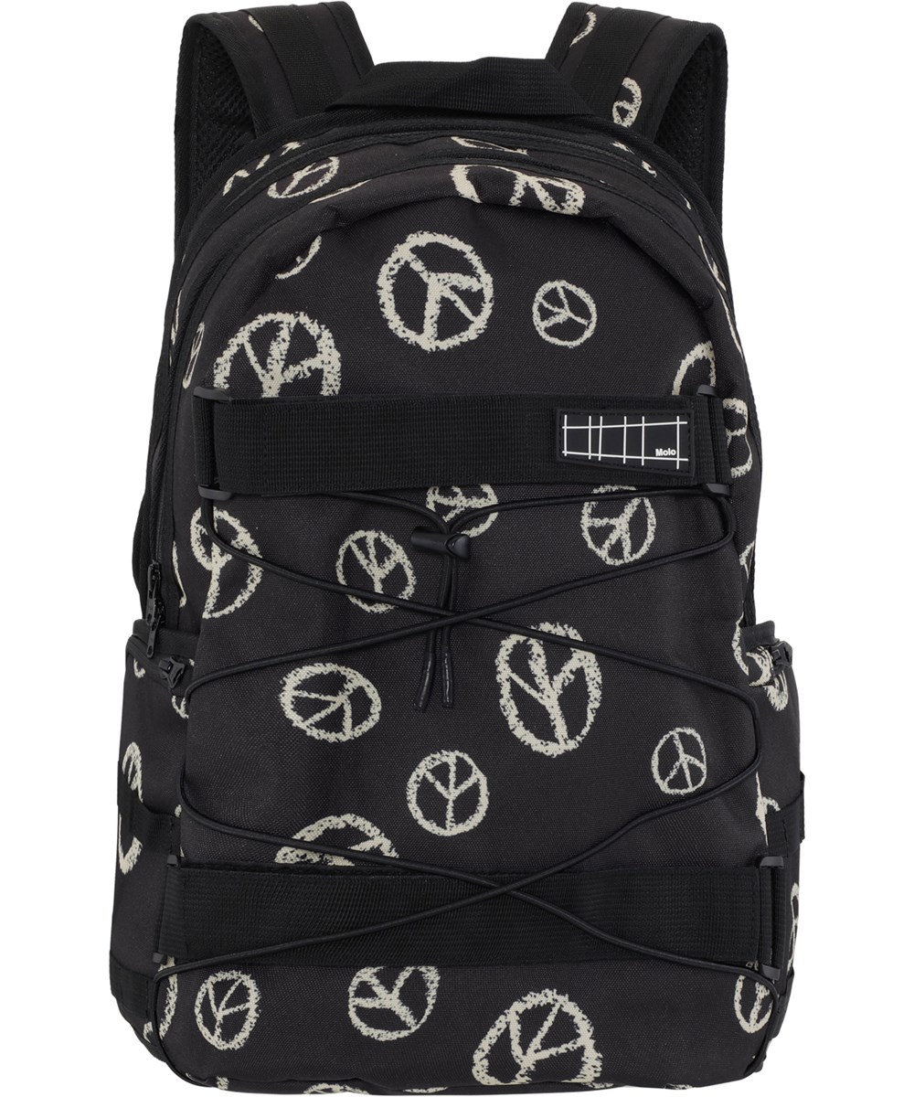 Backpack Skate - All Over Peace - Recycled black backpack with peace print