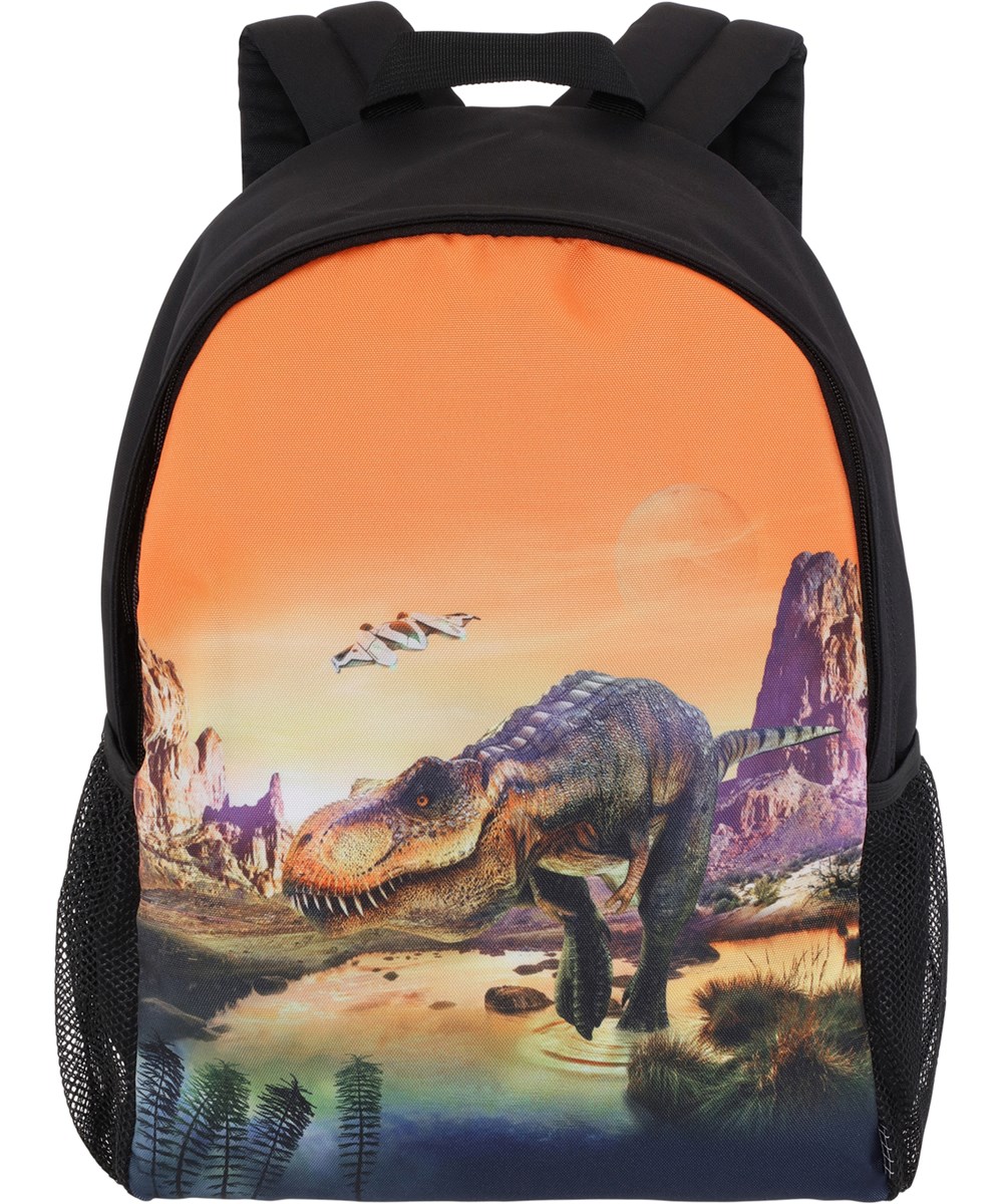 Backpack Solo - Planet T-Rex - Black backpack with a print of a T-Rex dinosauer