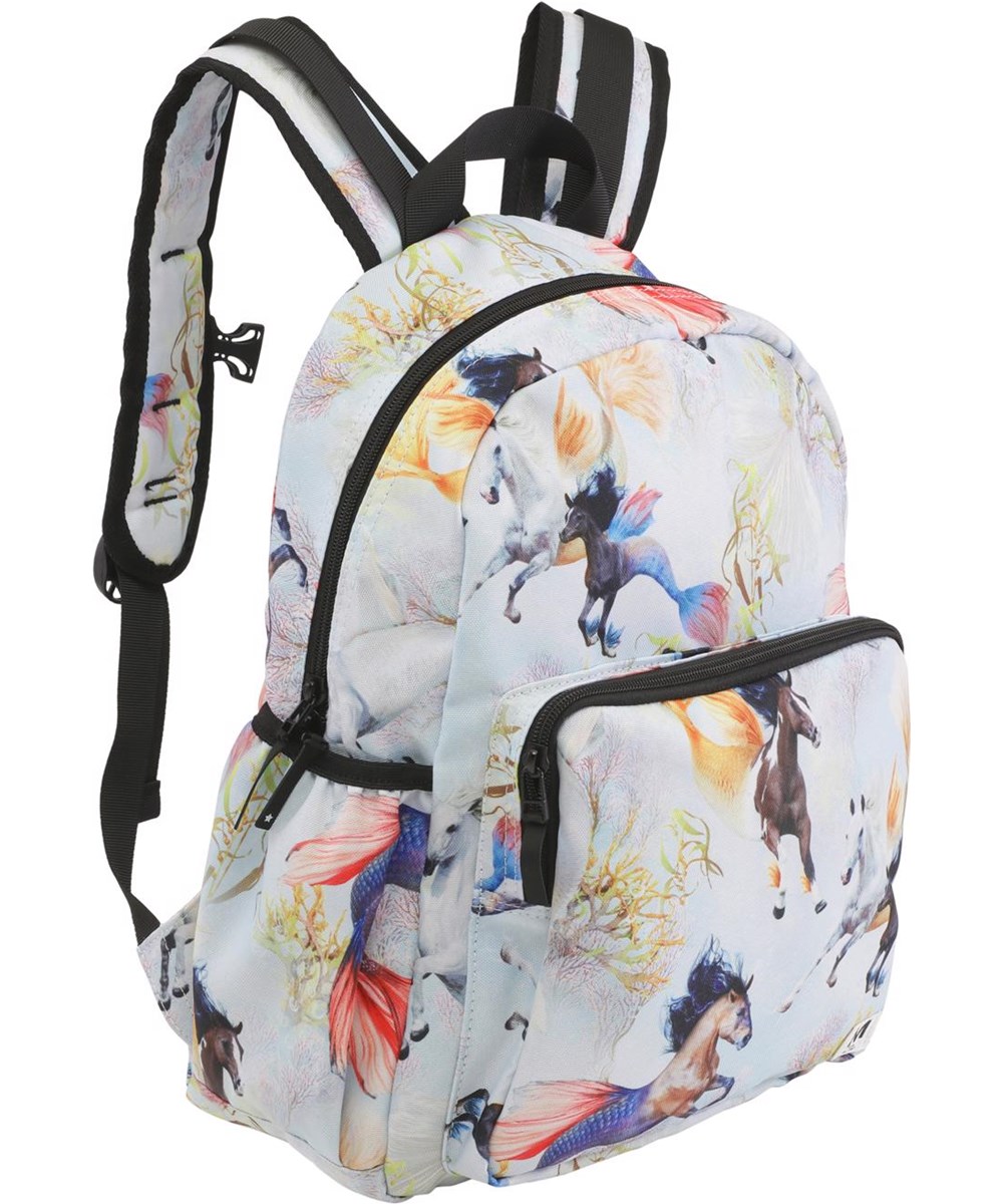 Big backpack - Horses Of The Sea - Recycled backpack with seahorse print