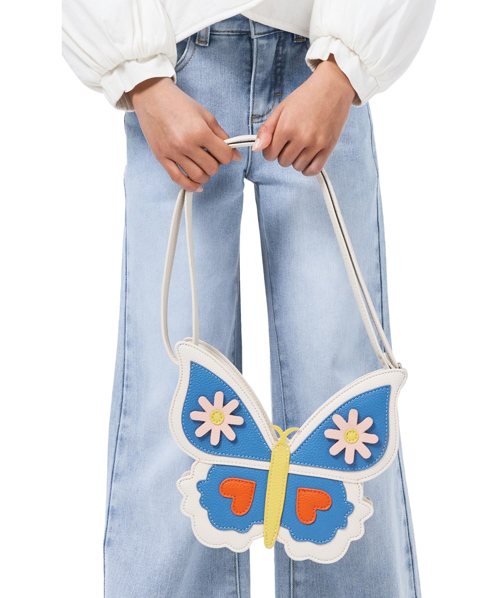 Butterfly Bag - Folkloric - Blue and cream-coloured butterfly bag for children with an adjustable shoulder strap 