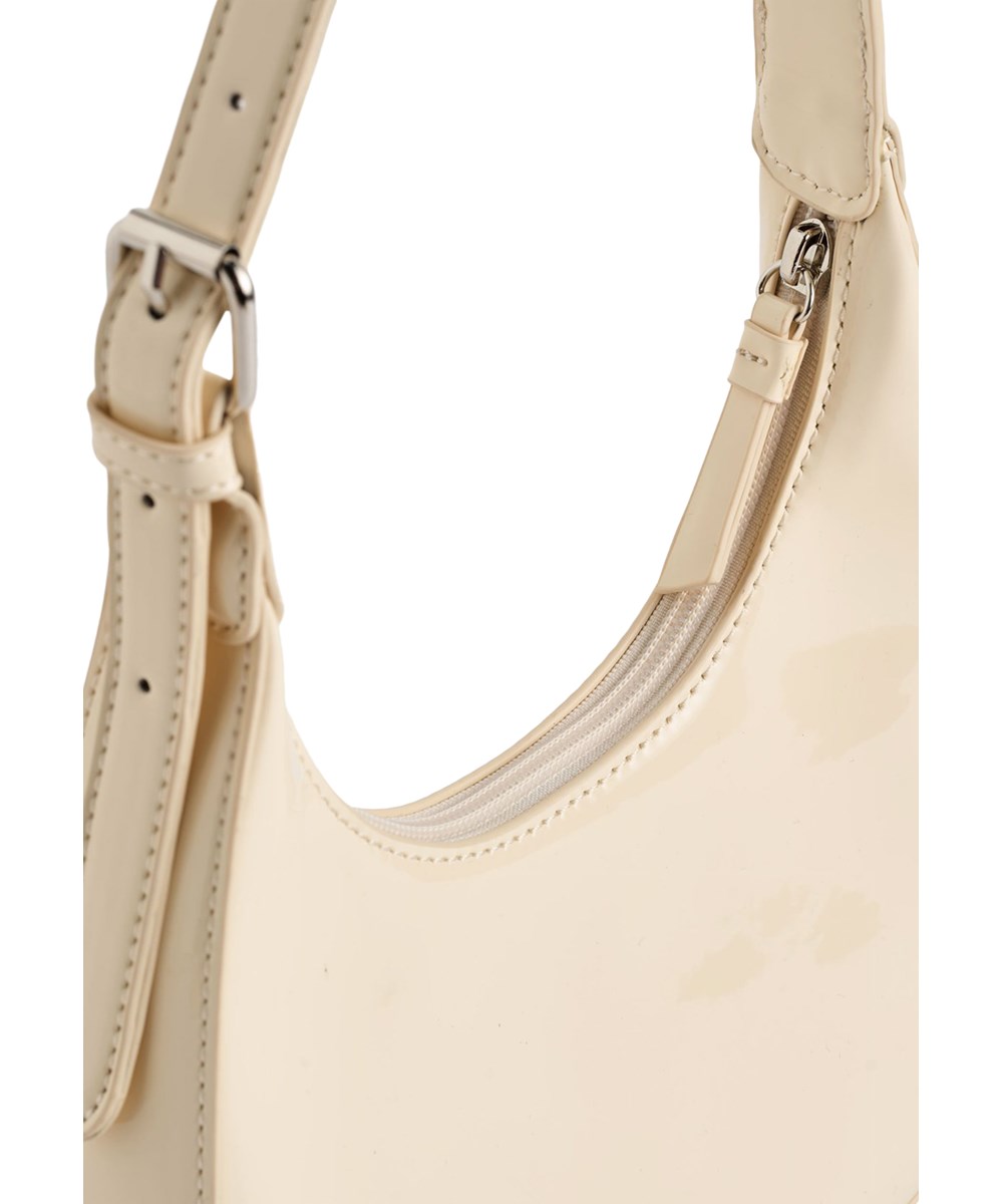 Jada Bag - Pearled Ivory - Beige shoulder bag for children with lacquer finish and adjustable strap 