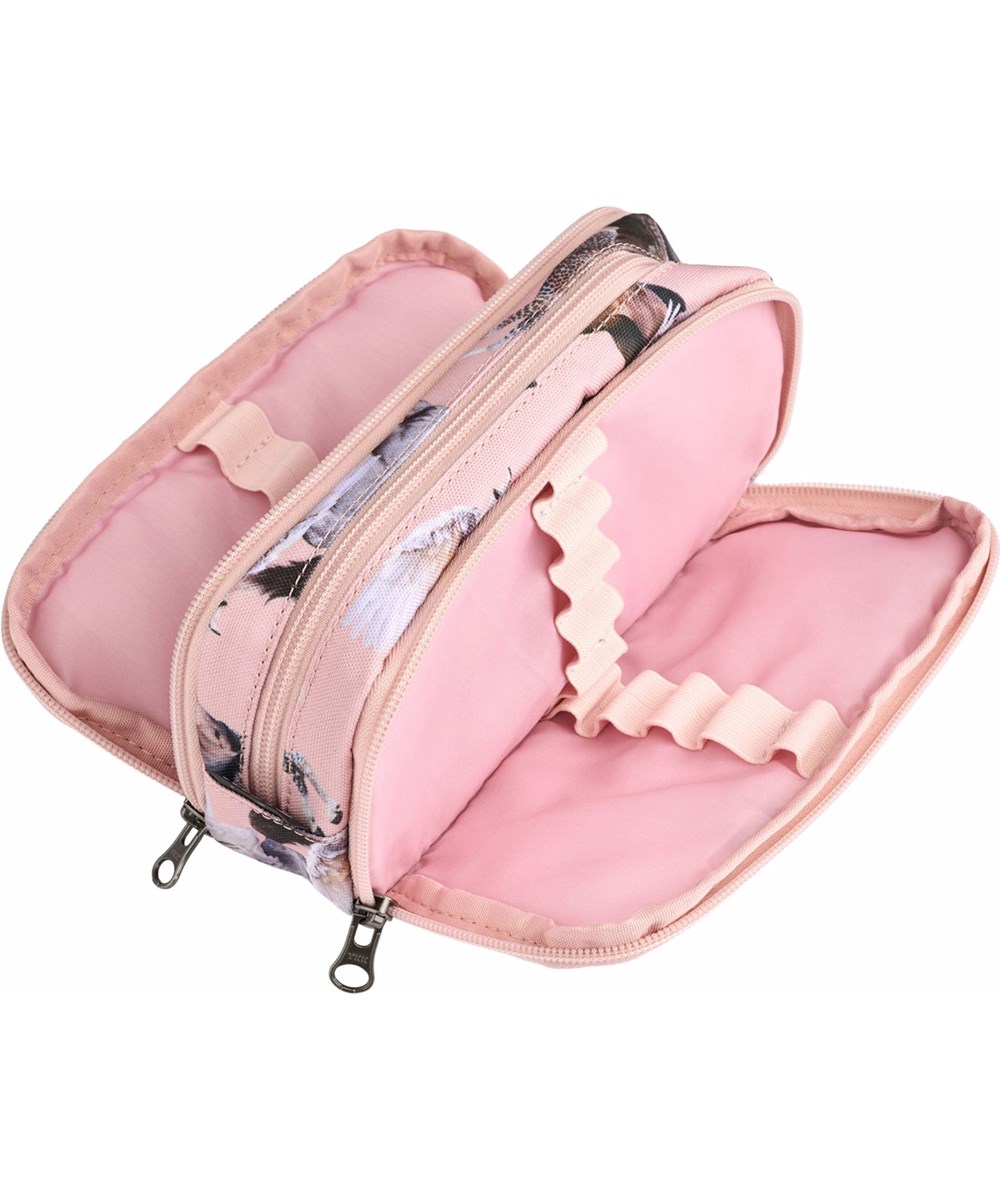 Pencil Cas - Pegasus - Practical pink pencil case with print of flying pegasi