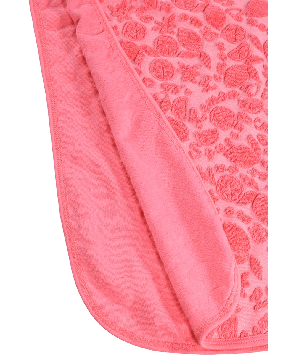 Beach Cover Up - Lemon Quotes - Rosa Badeponcho für Kinder mit Zitrusmuster und Kapuze aus Bio-Baumwollfrottee.