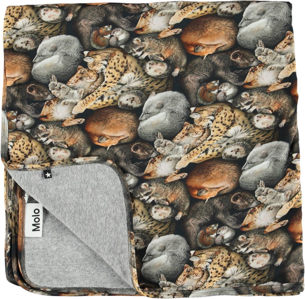 Now - Hibernation - Öko-Decke mit Aufdruck von schlafenden Tieren