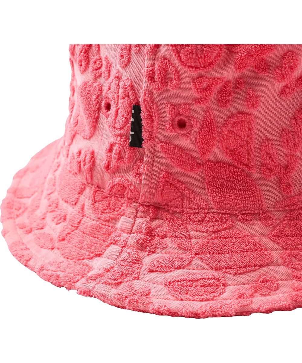 Siks - Lemon Quotes - Rosa Fischerhut für Kinder aus weichem Baumwollfrottee mit Zitrusmuster.