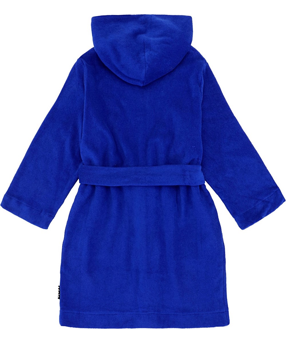 Wyn - Reef Blue - Blauer Bademantel aus superweichem Öko-Baumwollfrottee.