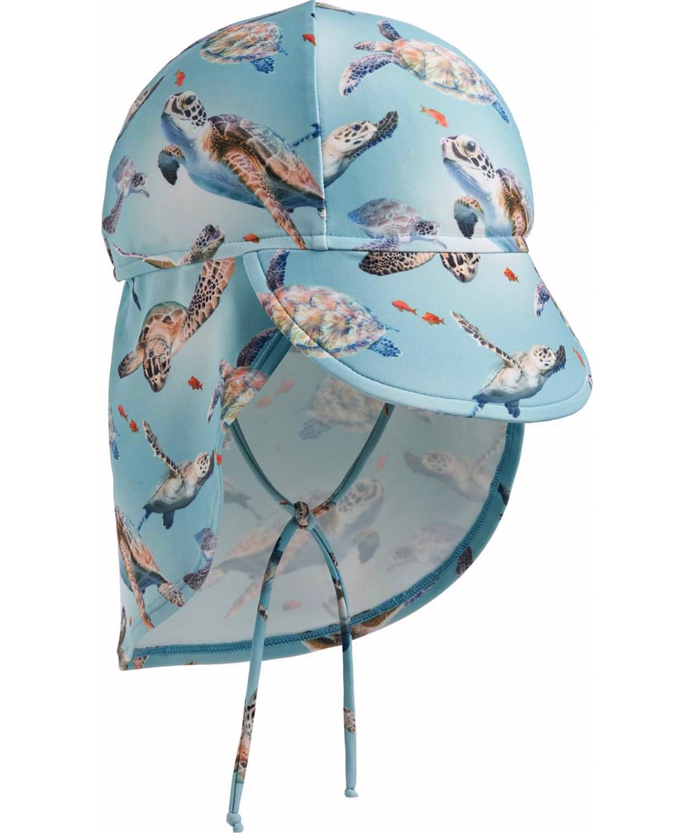 Nando - Baby Turtles - Strækbar lyseblå solhat til børn i genanvendt polyester med UV-beskyttelse 50+.