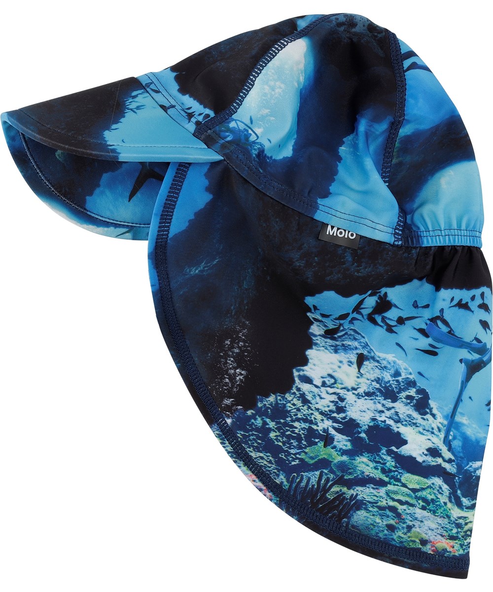 Nando - Cave Camo - Blå solhat med print af fisk