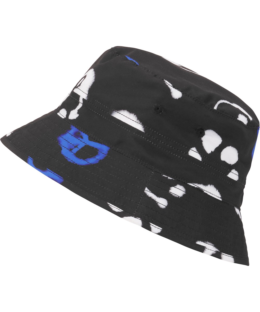 Niks - Blue Signs - Sort bøllehat med print af glade emojis, peacetegn og yin og yang symboler