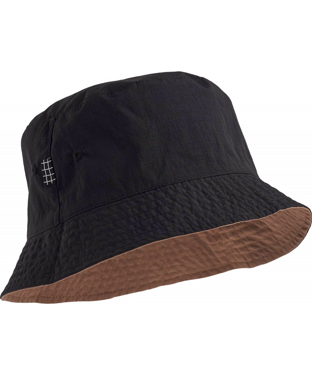 Siks - Sandalwood - Vendbar beige og sort bøllehat  til børn  i genanvendt nylon.