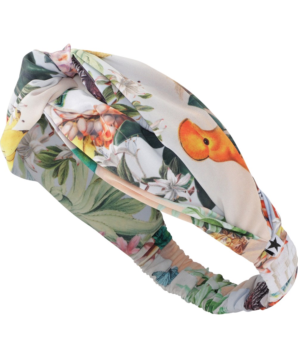 Hairband - Tropical Art - Light bue hair band with bird print