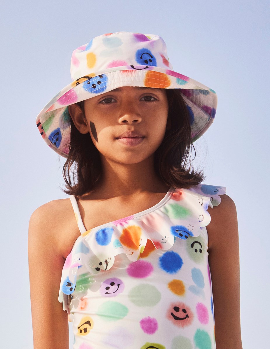 Nadia - Painted  Dots - Bucket hat with happy emoji print
