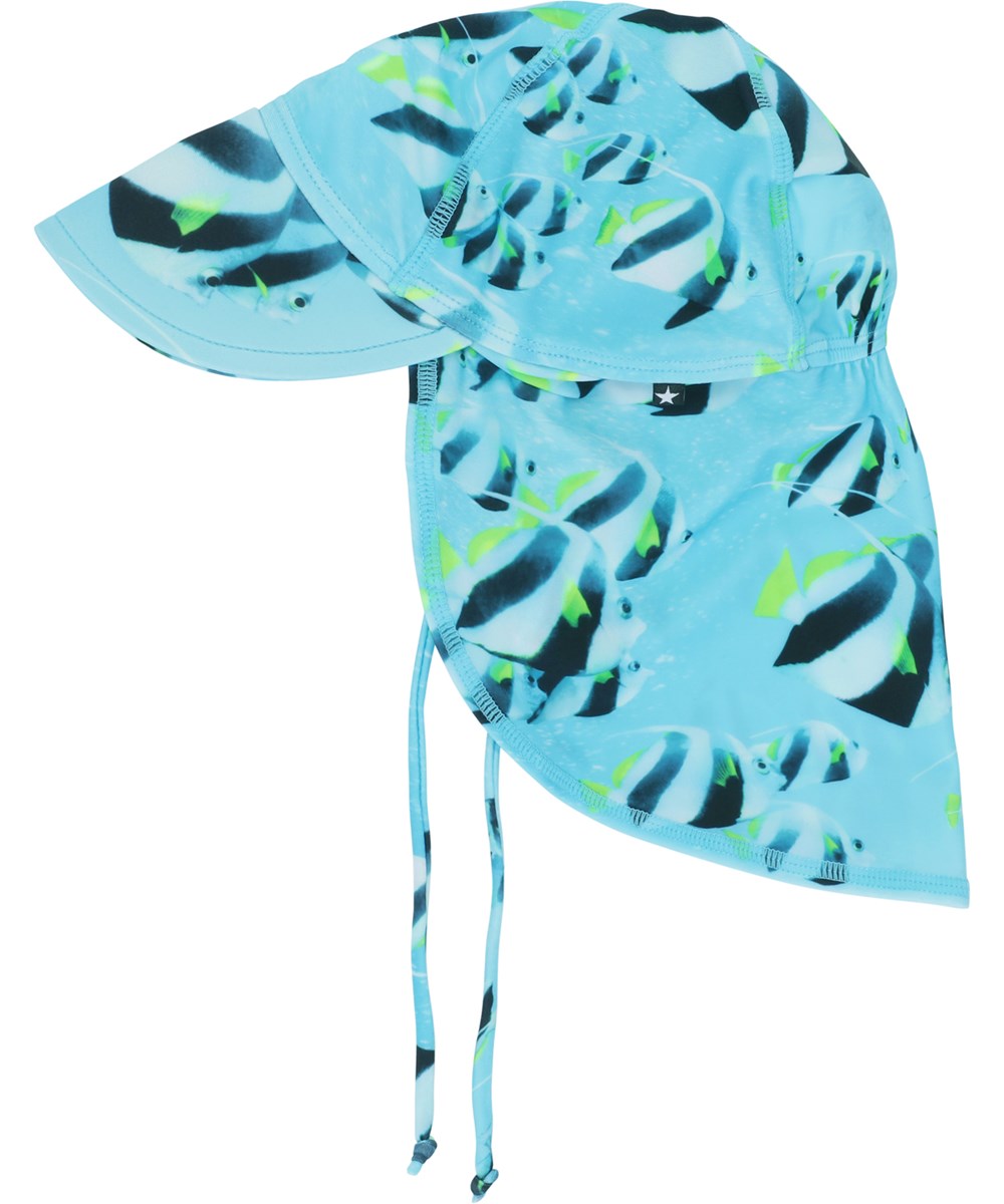 Nando - Fishing Shoal - Turquoise sun hat with fish print 
