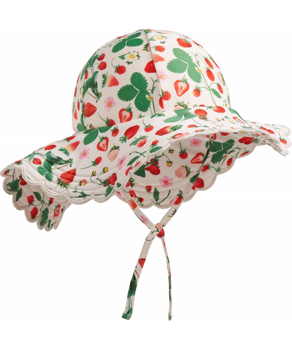 Nuka - Strawberry Field - Stretchable sun hat for children in recycled polyester with UV protection 50+.