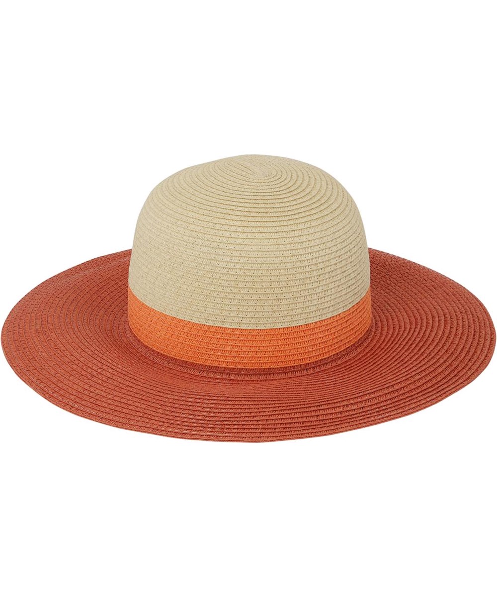 Strawshade Block - Hibiscus Red - Wide-brimmed straw hat 
