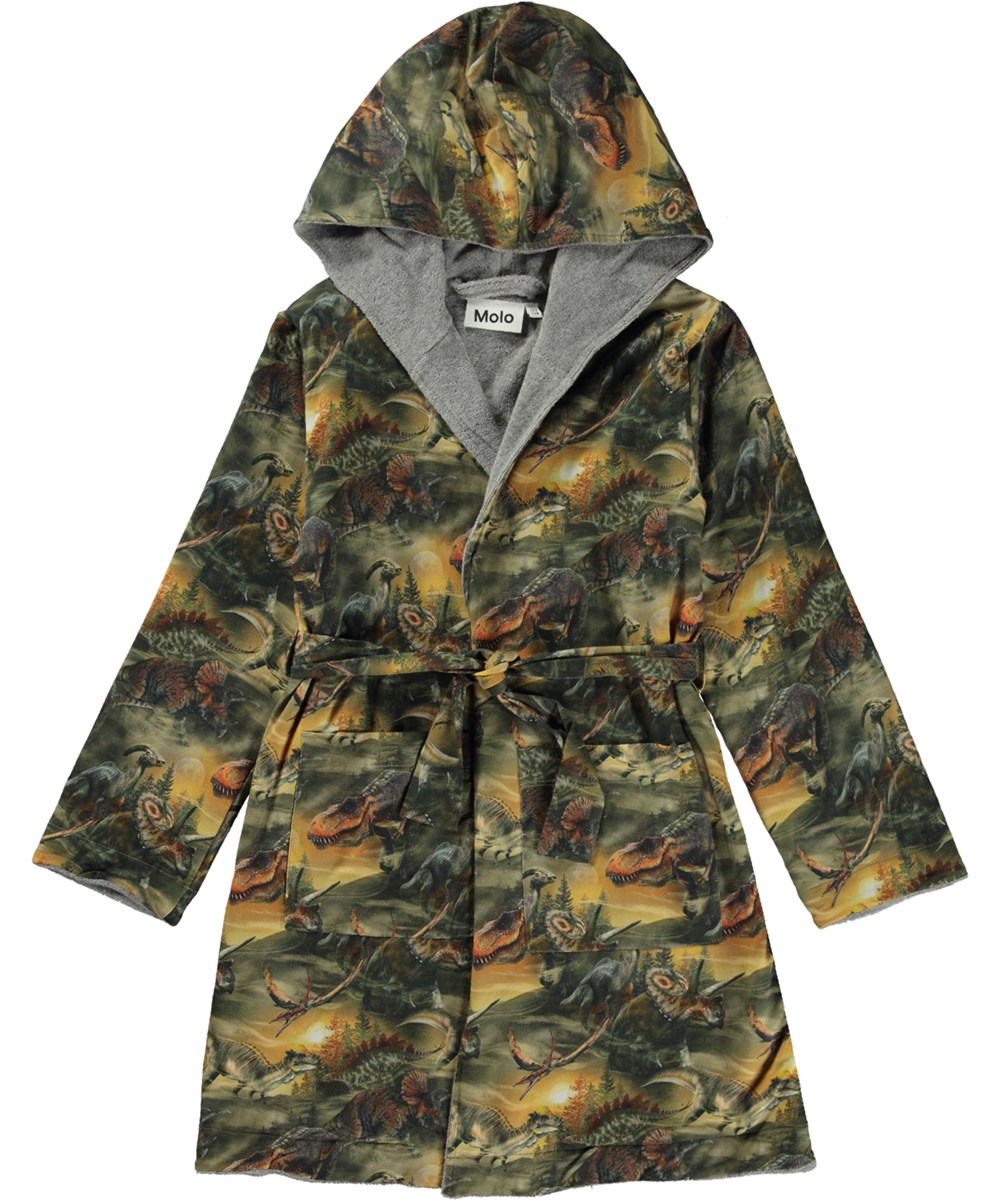 Wave - Dino Dawn - Organic dressing gown with dinosaur print
