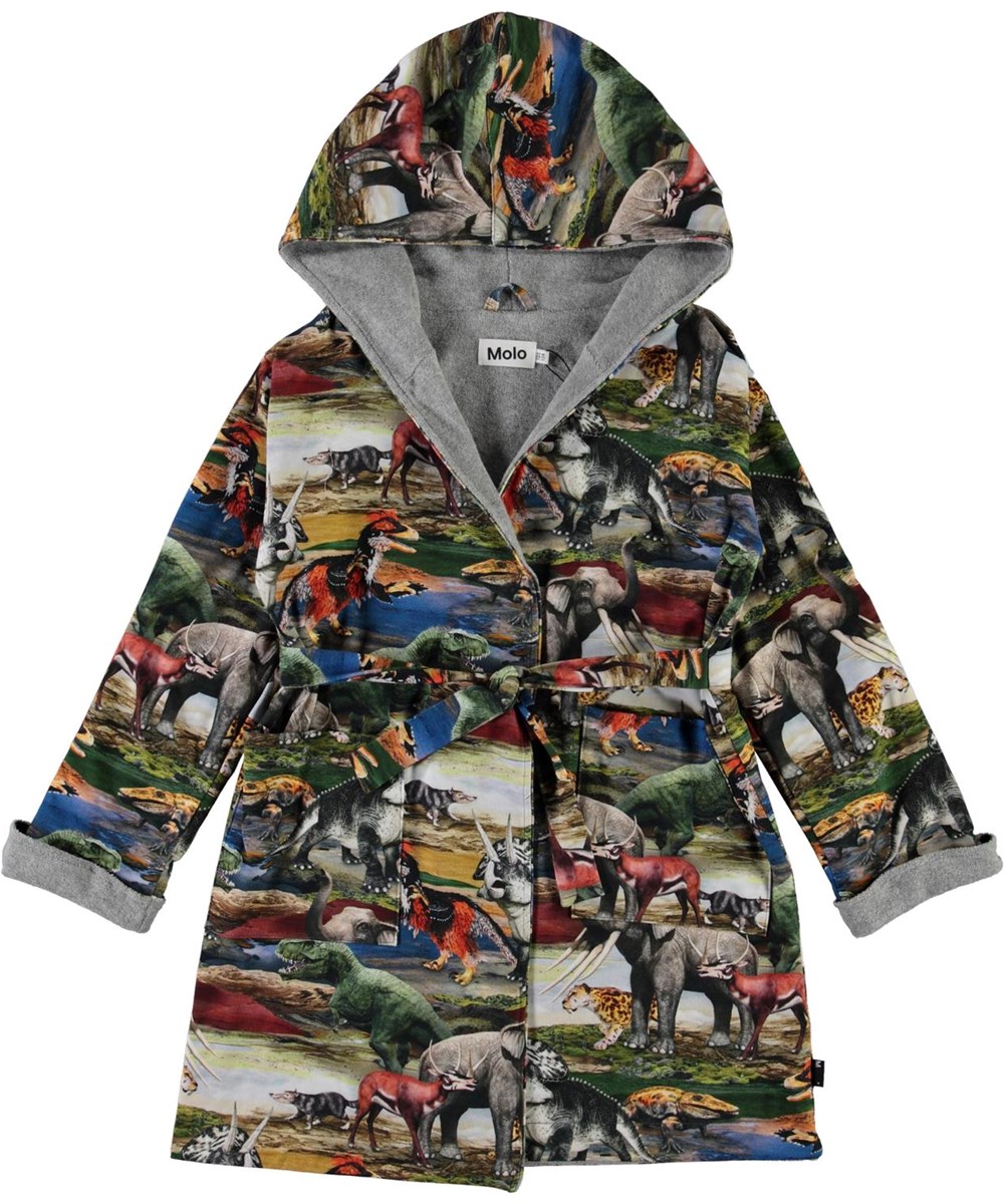 Way - Ancient World - Organic bathrobe with dinosaur print