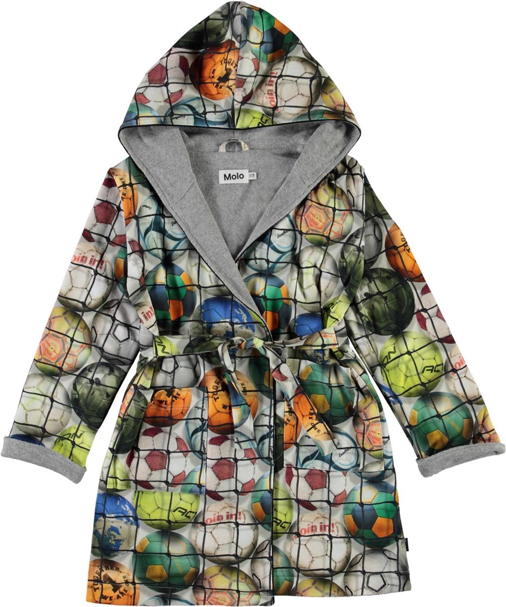 Way - Footballs - Organic bathrobe with football print