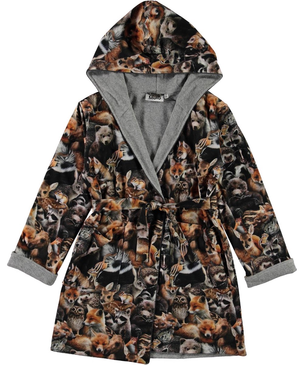 Way - Forest Animals - Organic bathrobe in animal print