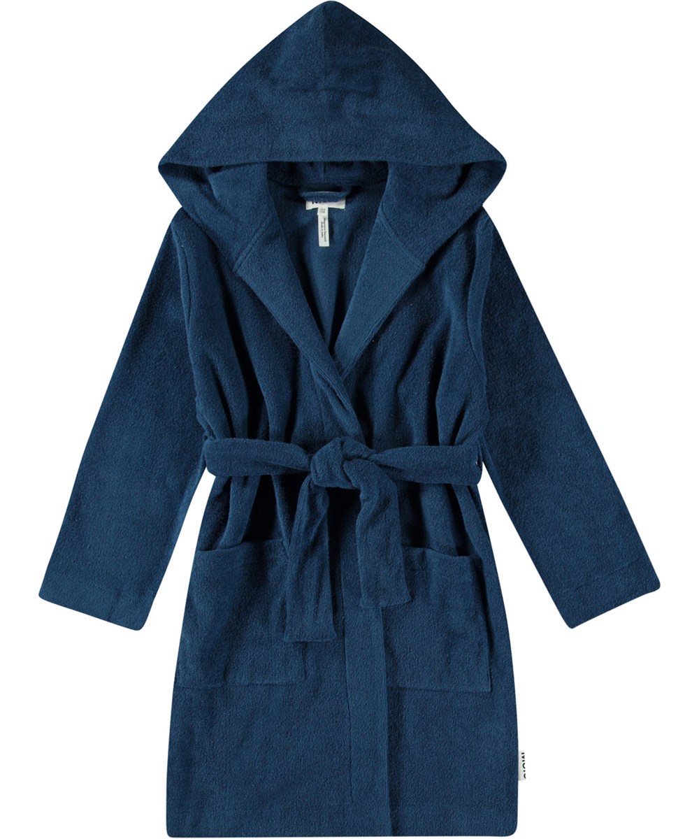 Wyn - Best Blue - Dark blue bathrobe for children made of super soft, organic cotton terry.