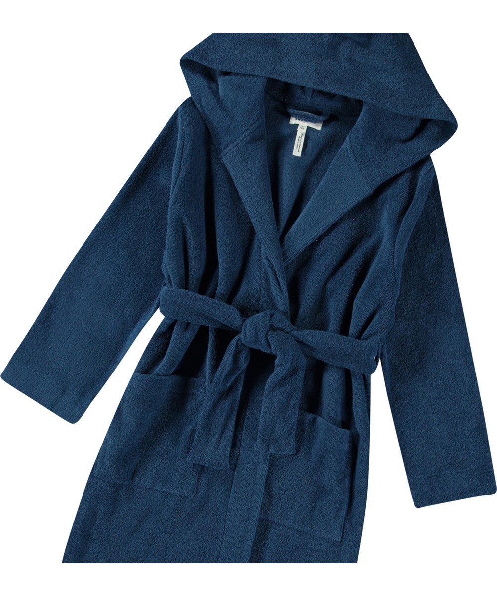 Wyn - Best Blue - Dark blue bathrobe for children made of super soft, organic cotton terry.
