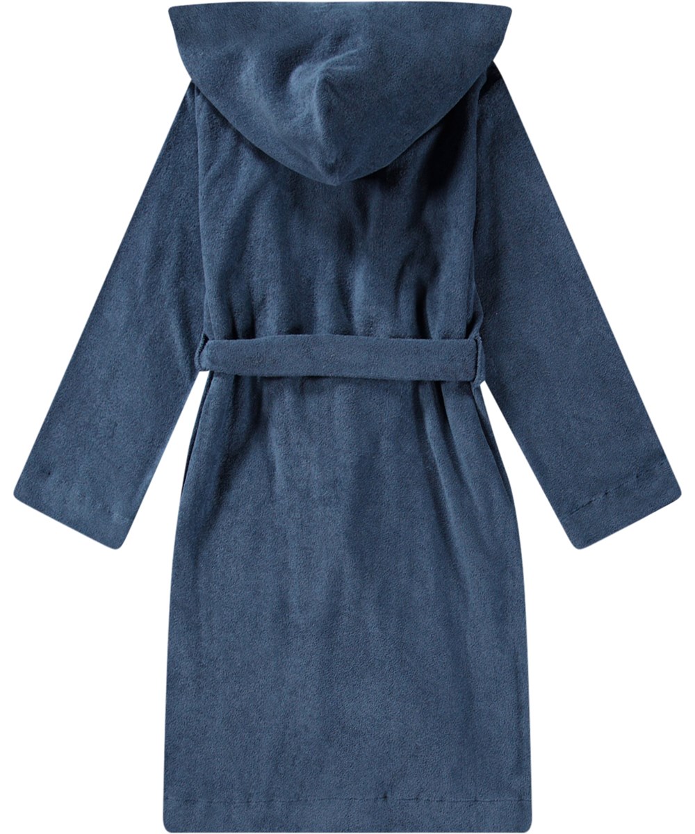 Wyn - Calm Fjord - Dark blue dressing gown made of super soft, organic cotton terry. 