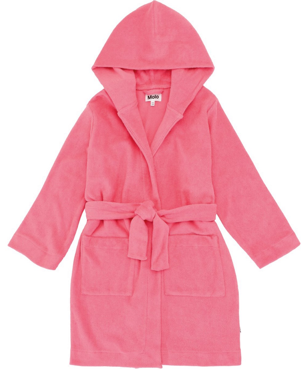 Wyn - Confetti - Pink dressing gown in super soft organic cotton terry 