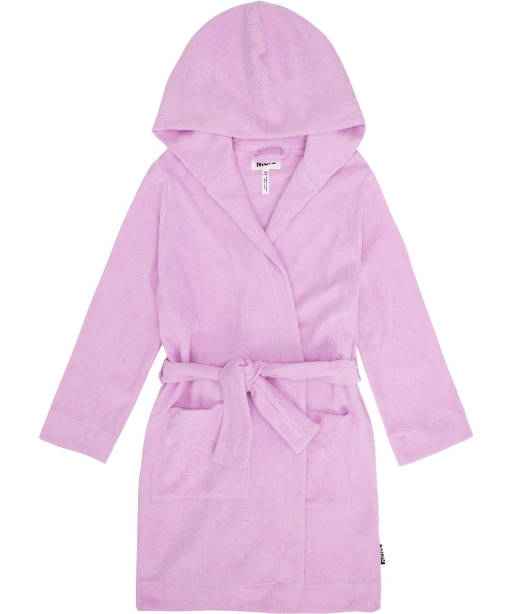 Wyn - Pink Lavender - Pink dressing gown made of super soft, organic cotton terry. 