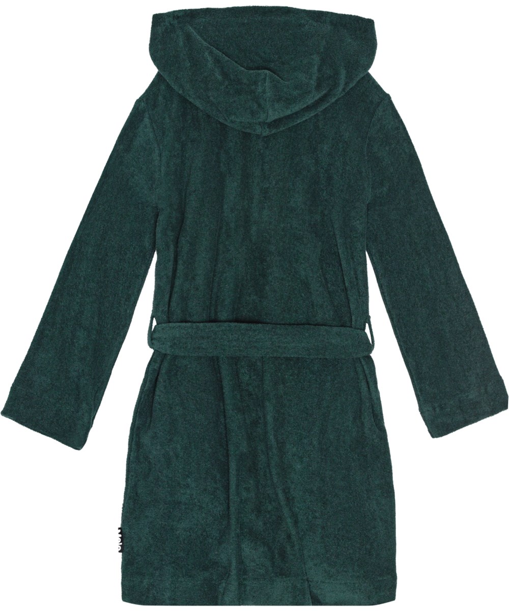 Wyn - Ponderosa Pine - Dark green dressing gown made of super soft, organic cotton terry.