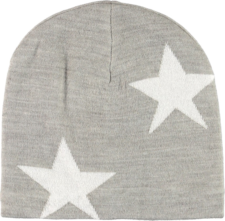Colder - Grey Melange - Grey knit hat with stars 
