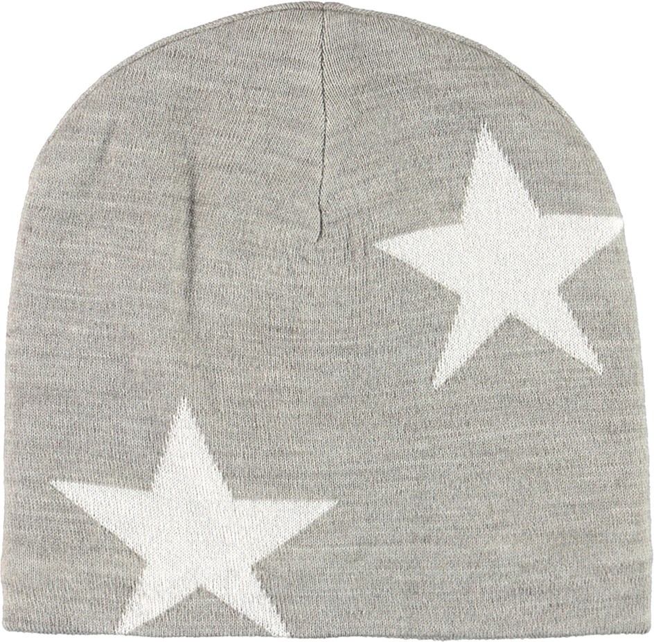 Colder - Grey Melange - Gray knit hat with stars