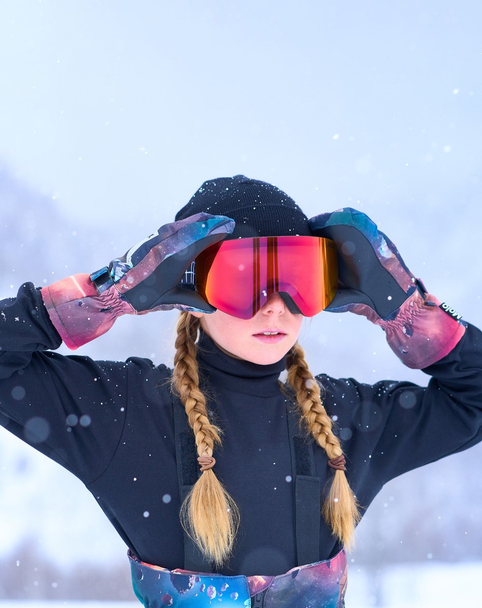 Falcon - Gold Rainbow - Ski goggles with red/yellow lenses and black elastic