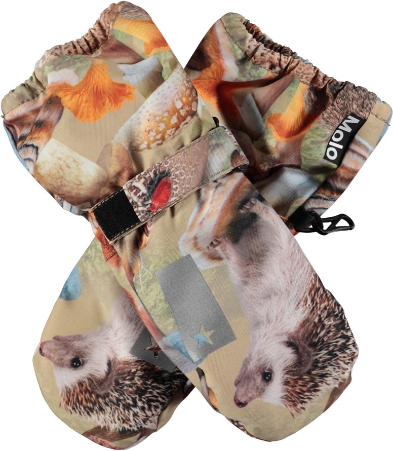 Igor - Fungi Habitat - Beige mittens with porcupine print