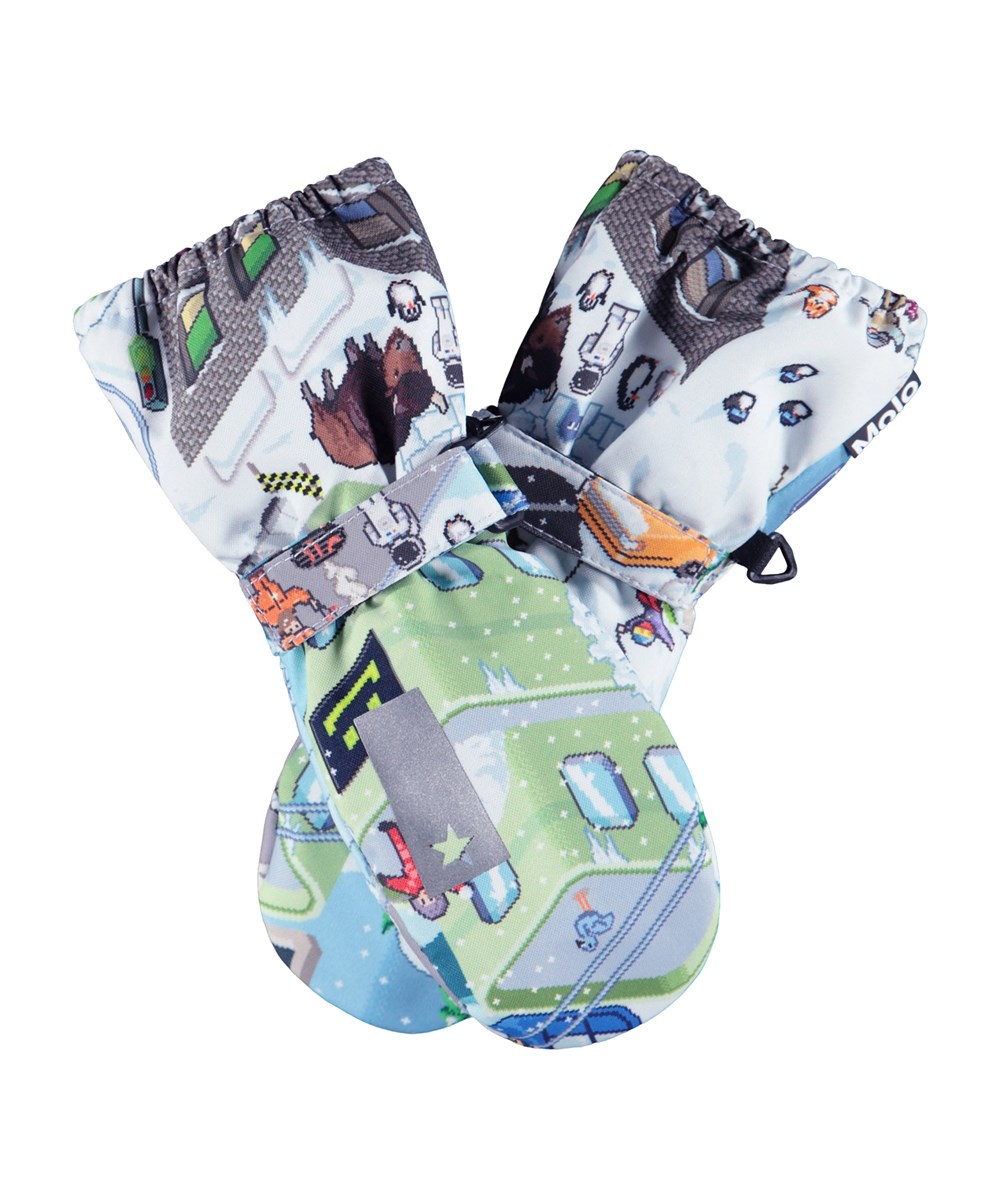 Igor - Pixel Winter - Waterproof and breathable mittens for children with colorful pixelated print and 3M™ Thinsulate™ insulation.