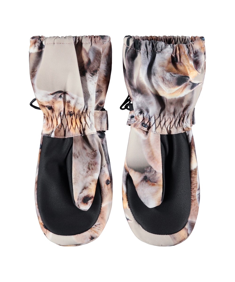 Igor - Playing Foxes - Waterproof and breathable mittens for children with fox print and 3M™ Thinsulate™ insulation.