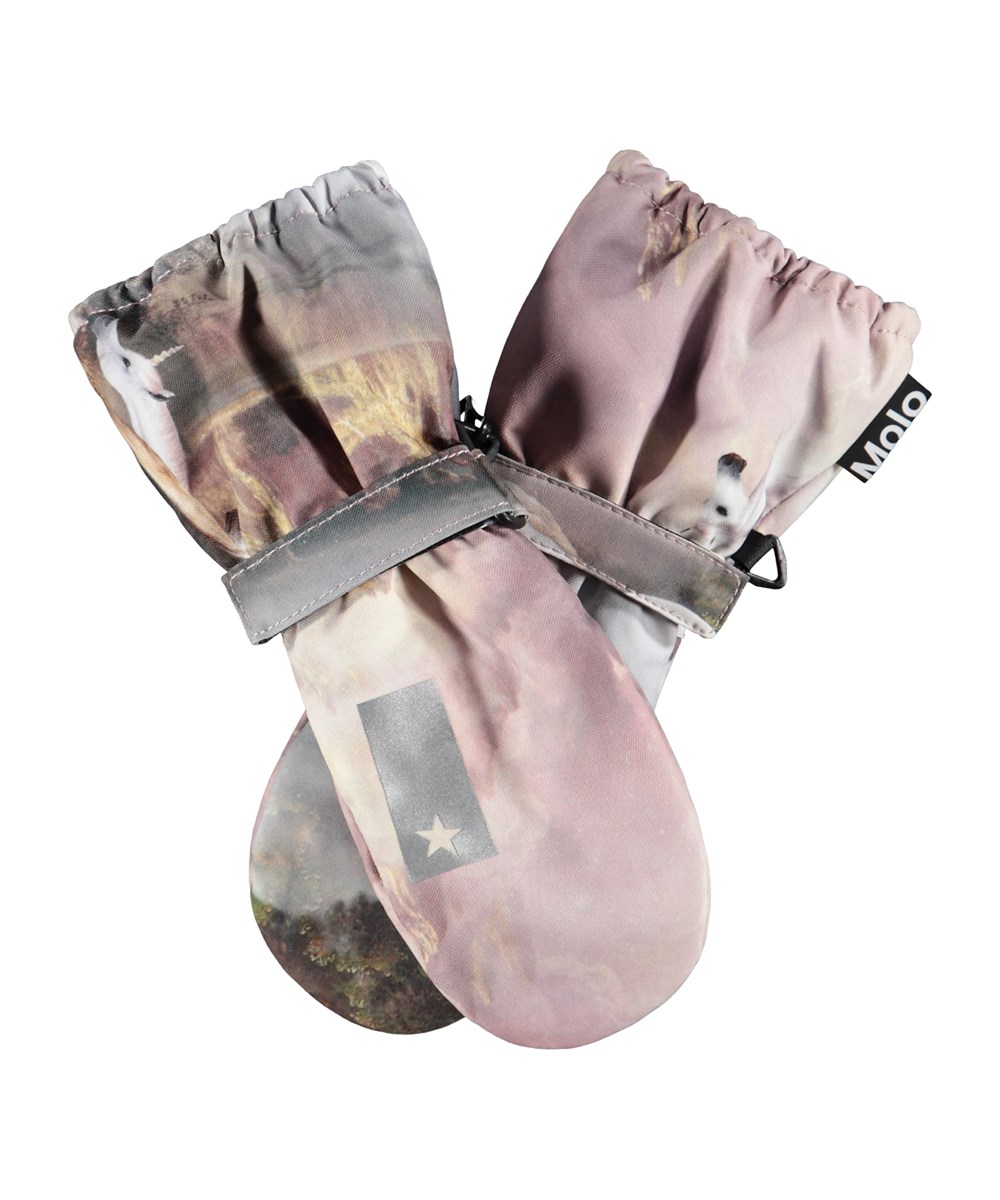 Igor - Utopia - Rose waterproof and breathable mittens with unicorn print for children with 3M™ Thinsulate™ insulation.
