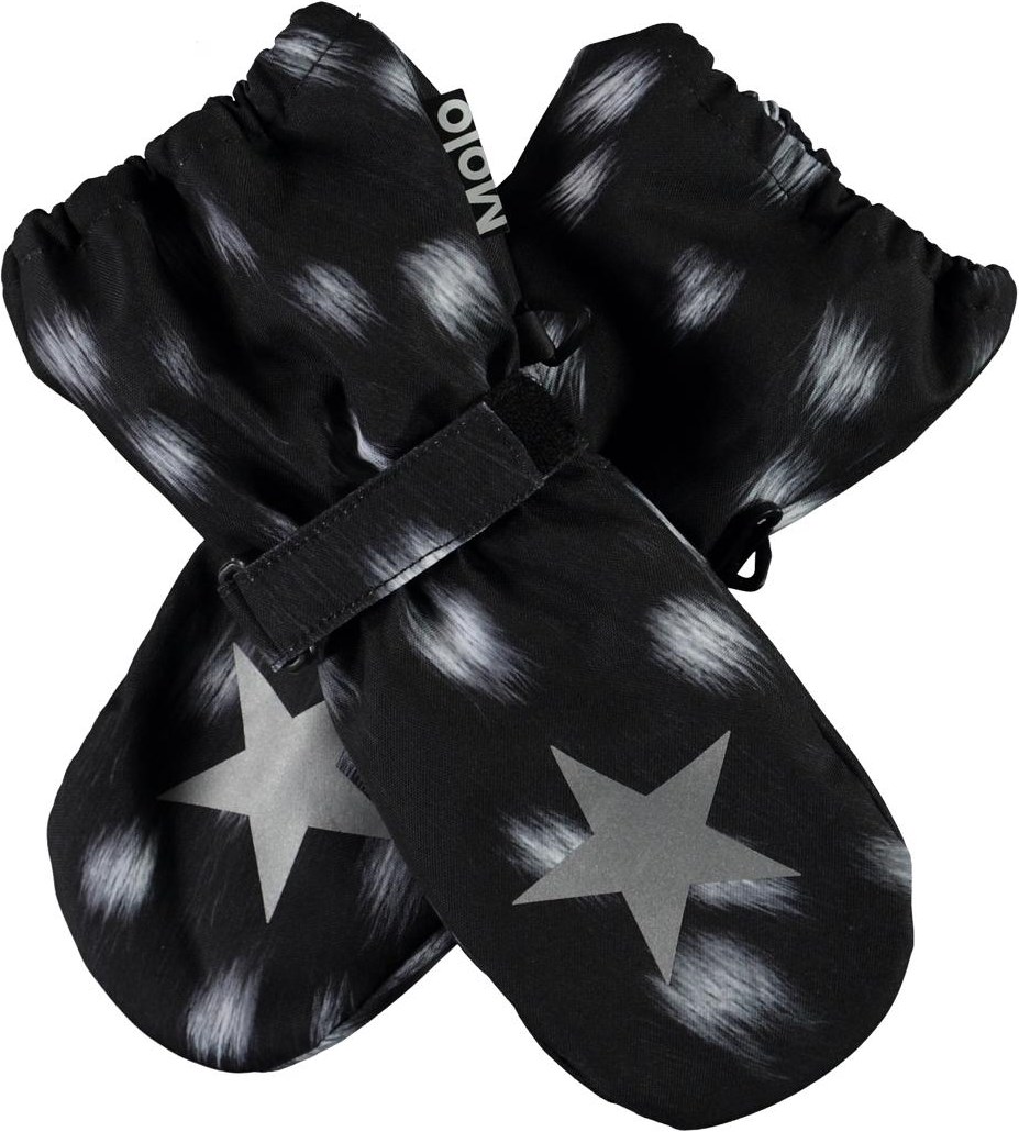 Igor - Black Fawn - Black winter mittens with white spots 